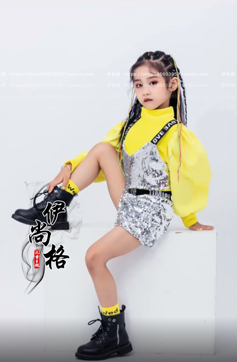 影楼女童模卡写真个性走秀演出服舞蹈儿童摄影儿童演出服