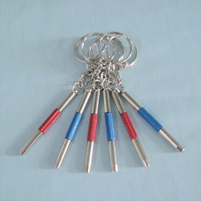 眼镜工具 四用螺丝刀 镀镍刀头 中间铝合金 双套筒 红柄