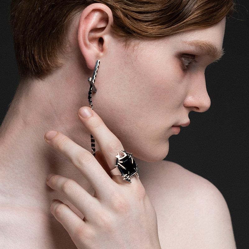 blackhead黑头设计师潮牌创意个性荆棘宝石镶嵌装饰戒指戒指