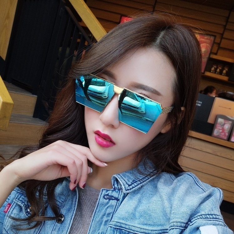 2017新款明星网红真彩膜大框方形女士太阳眼镜水银反光墨镜潮男