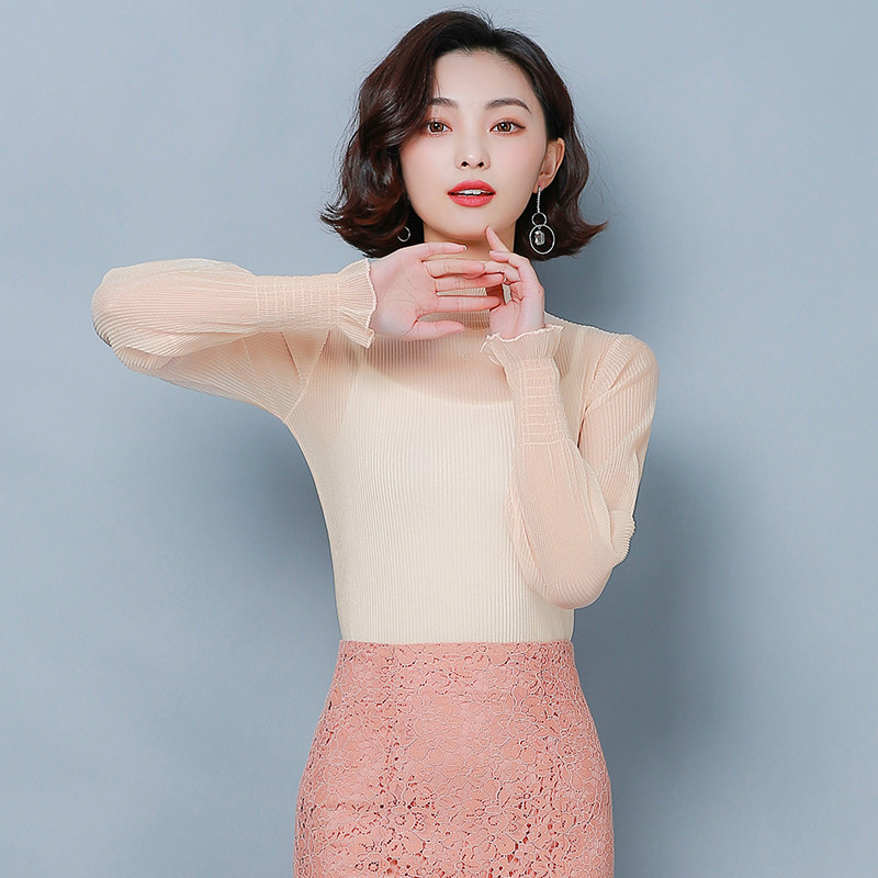 小衫肉色韩版蕾丝时尚洋气内搭打底上衣皮肤t恤