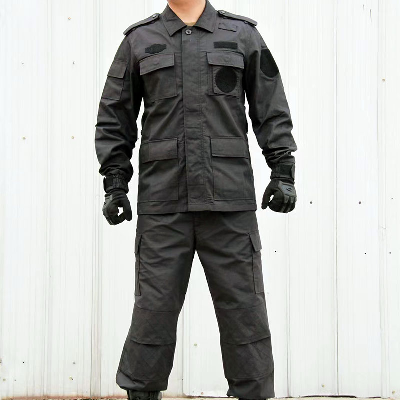 龙威夏季短袖训练服春秋藏青色户外战术男教官服冬季长款安保作训