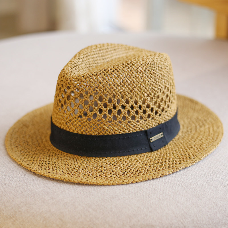 韩版时尚纸绳手编花型镂空出游逛街小礼帽爵士帽子