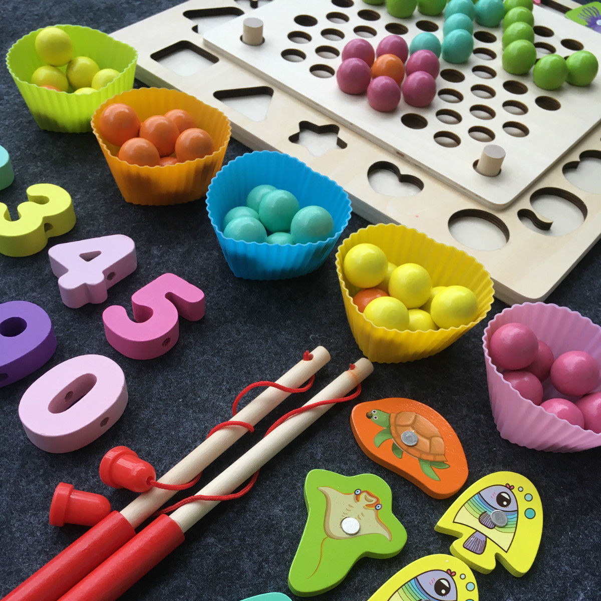 儿童珠子玩具手脑协调训练豆豆幼儿园宝宝益智塑料积木