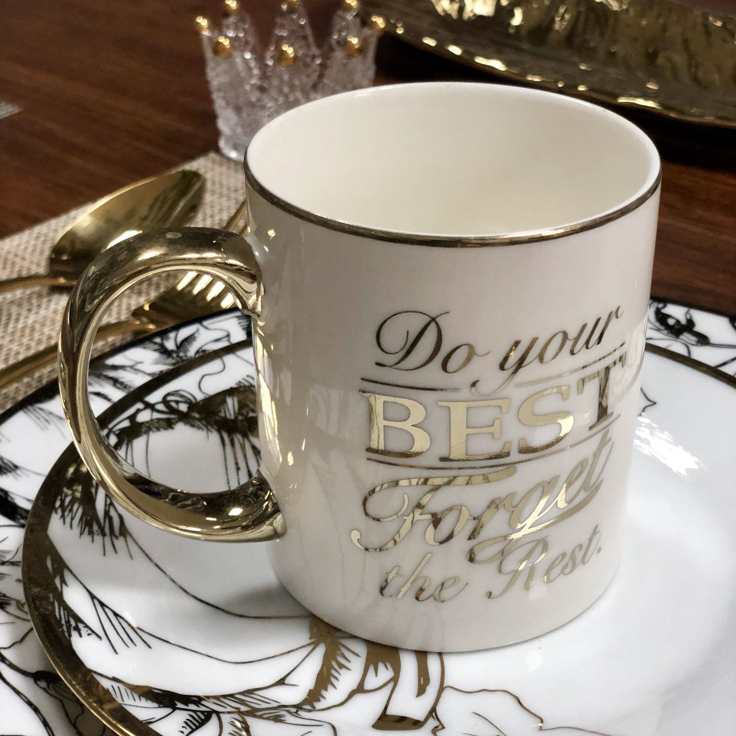 新年礼物出口英国正能量励志努力工作奢华金色马克杯