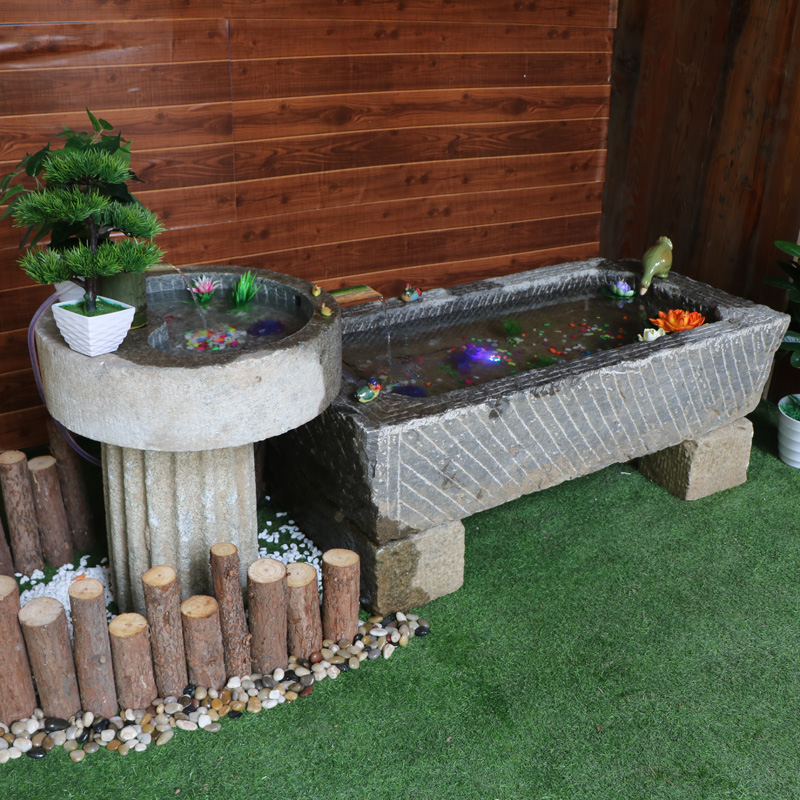 老石磨老石槽牛槽马槽流水景观鱼缸养鱼池室内水景阳台庭院摆件