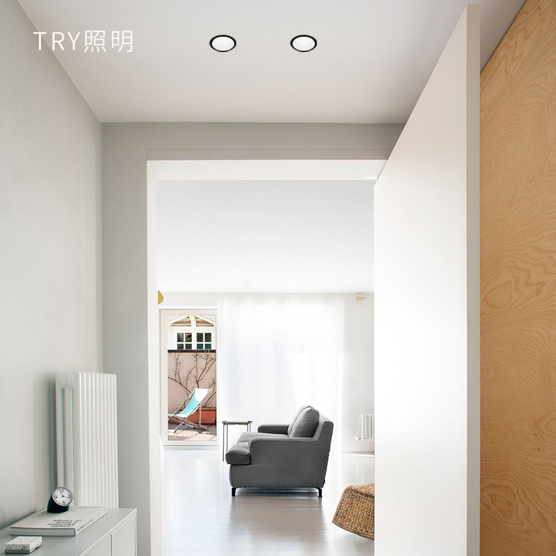 窄边筒灯黑色嵌入式75天花灯led边极筒灯