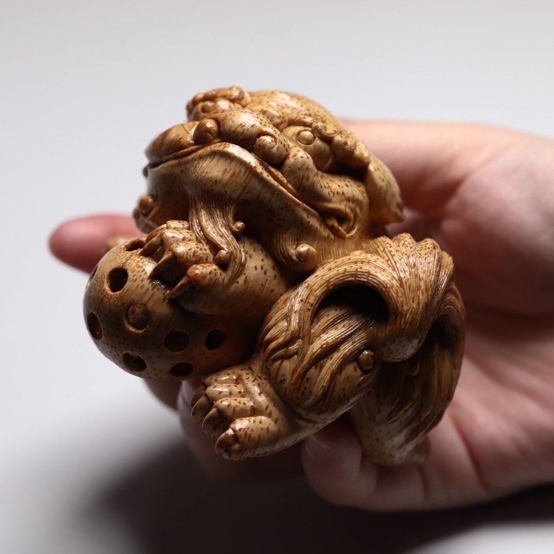 绣球狮子根雕品竹精品国强宁竹杨国强大师工艺美术竹编