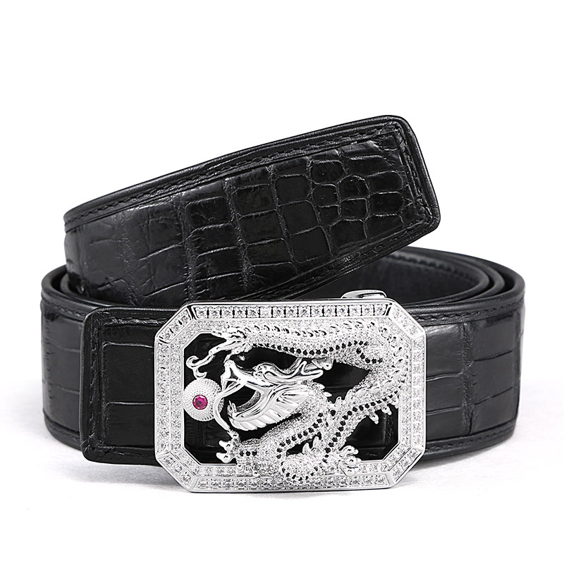 真皮bilylv正品鳄鱼肚皮皮带生肖腰带