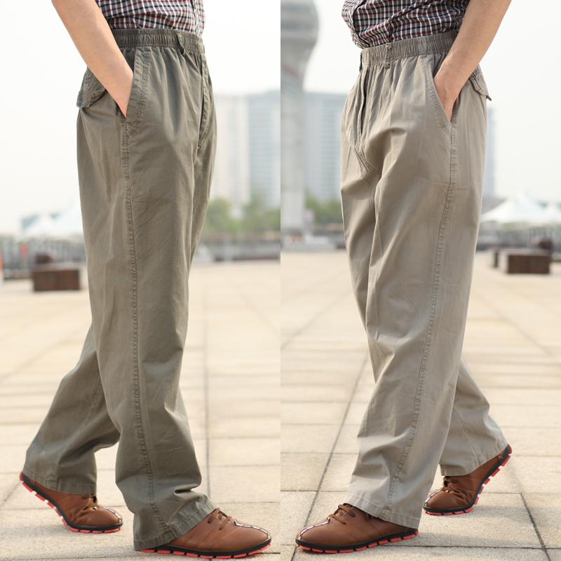 秋冬男士加大码宽松休闲裤肥佬大号多口袋工装长裤户外运动厚裤子