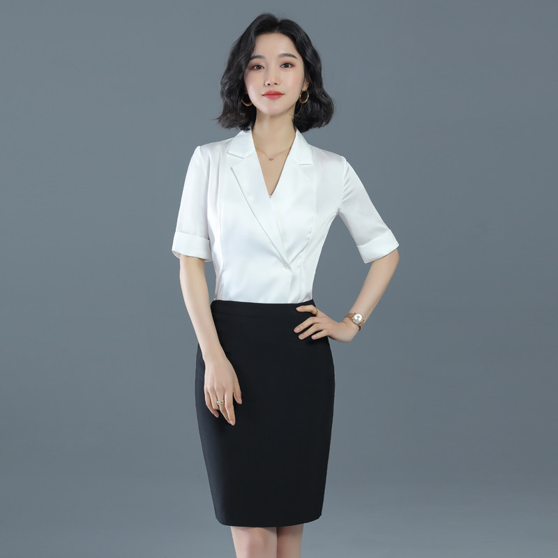 时尚 美容师工作服女夏装 诗璐雅职业装 气质女神范商务职业套裙短袖