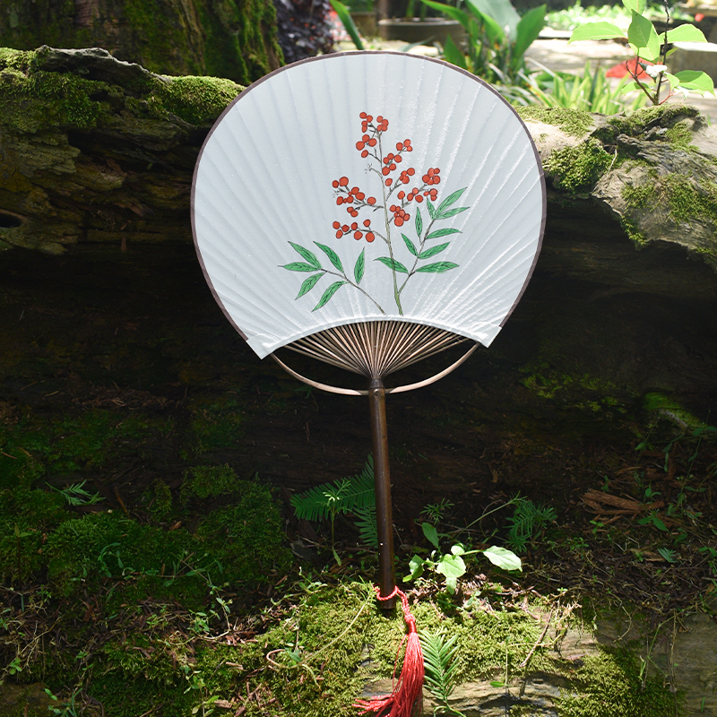 团扇手绘diy宣纸绘画创意古风紫竹蒲扇汉服圆扇子