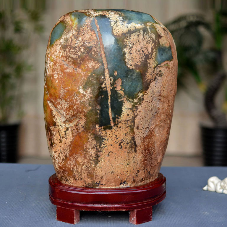 天然岫玉石头摆件 别墅客厅电视柜办公室桌原石摆设家居装饰礼品