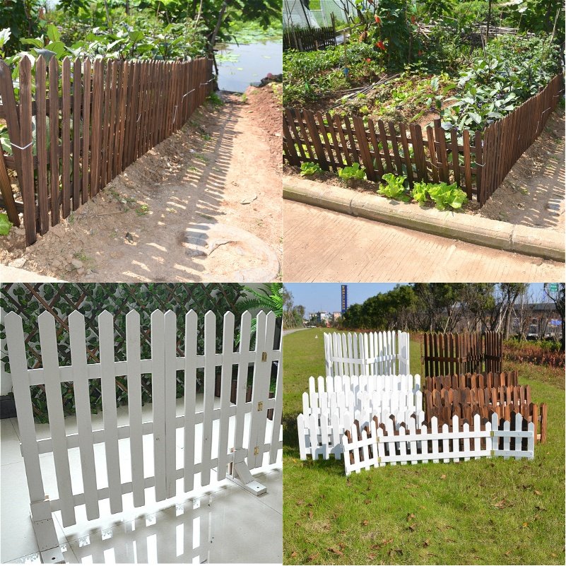 木栅栏围栏碳化防腐室内家用幼儿园户外小隔断花园装饰矮白色实木