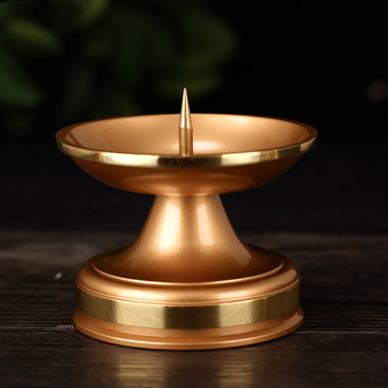 木师傅莲花烛台蜡烛供佛用品家用纯铜蜡台酥油烛台
