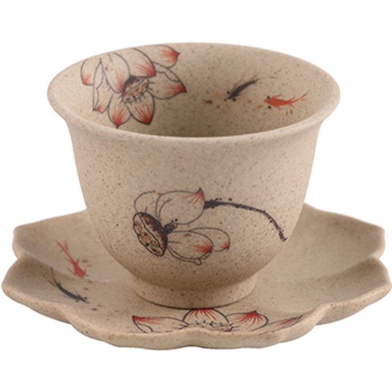 茶杯陶土功夫功夫茶复古陶瓷茶具粗陶红茶普洱茶茶杯