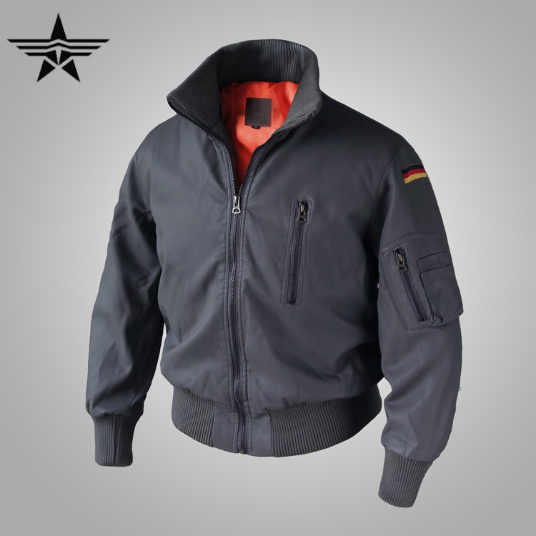 德军军迷皮棉衣短款灰空军飞行外套立领夹棉加厚男式MA1男式