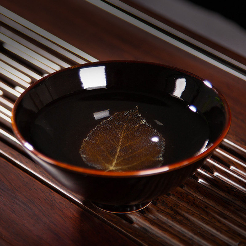 阿特泥木叶杯天目盏功夫茶杯小茶杯单只建盏主人杯景德镇陶瓷单个