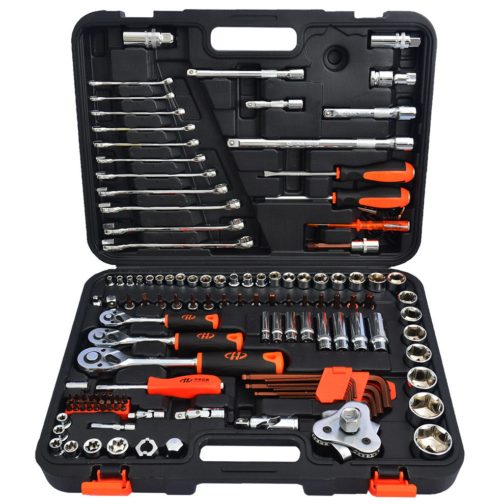 华丰巨箭 汽车套筒组套 五金工具箱组合 汽修扳手修理工具套装