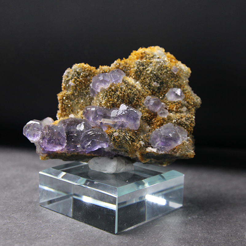 天然紫绿萤石矿物晶体摆件矿石标本宝石原石矿岩石头地质科普教学