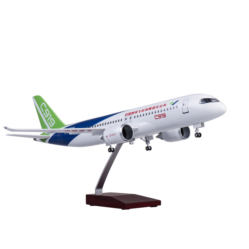 仿真客机模型飞机c919民航商飞中国带灯轮子飞机模型