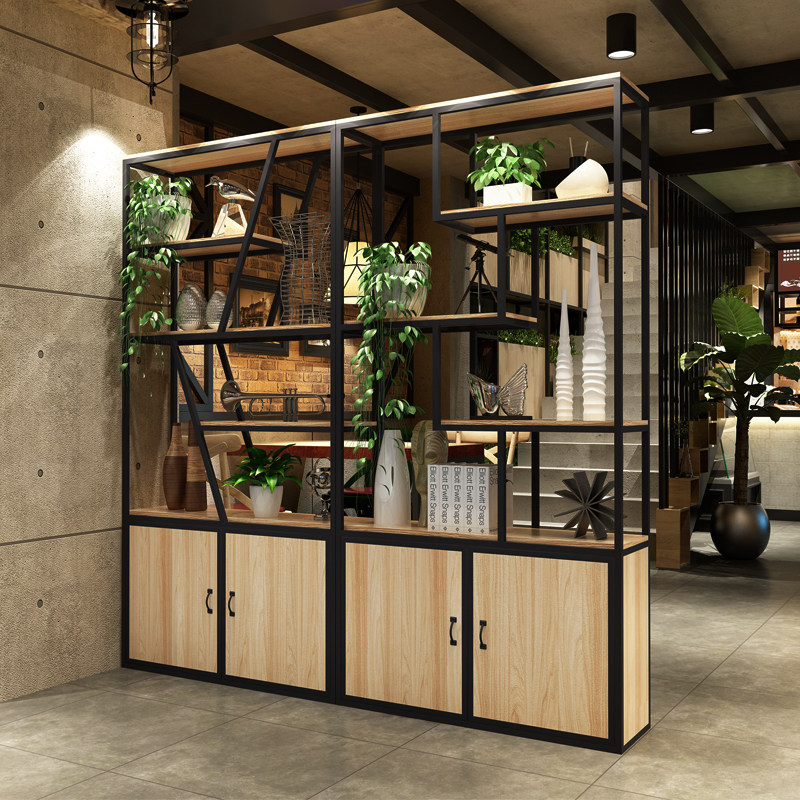 铁艺隔断置物架多层发廊理发店产品工业风创创意办公屏风