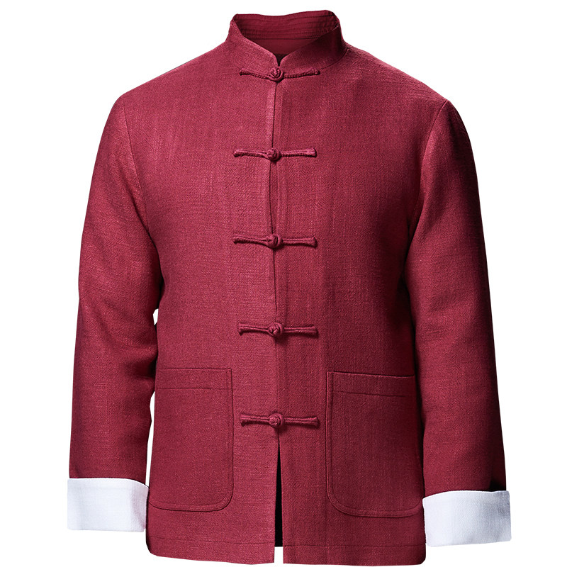 棉麻唐装男中青年中式复古休闲盘扣春秋季外套中国风立领盘扣套装