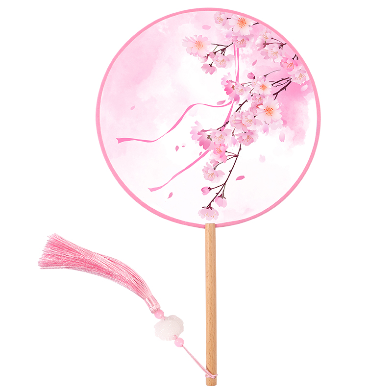 双面团扇宫扇圆形女式扇子古代宫廷舞蹈表演扇古风汉服cos道具扇