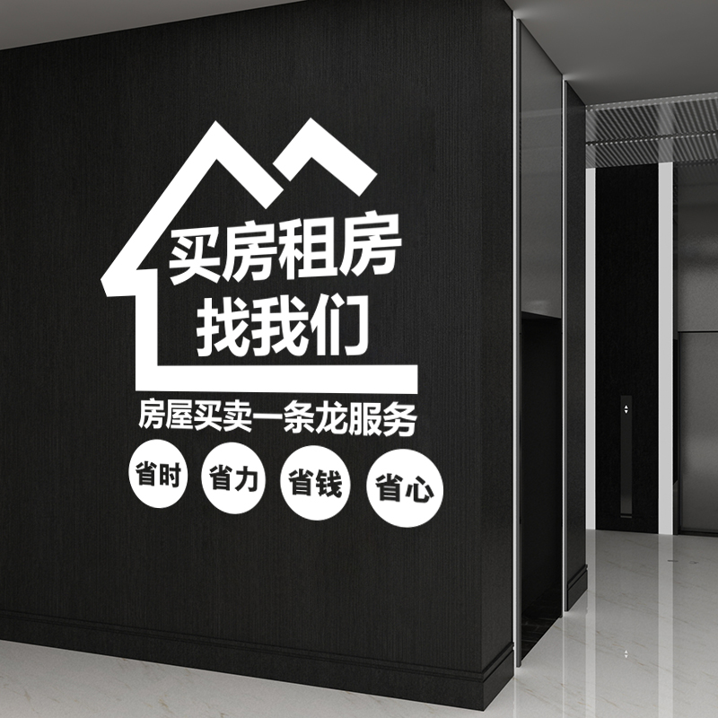 房产中介门店装饰玻璃门广告文字贴纸店铺房源租售墙贴