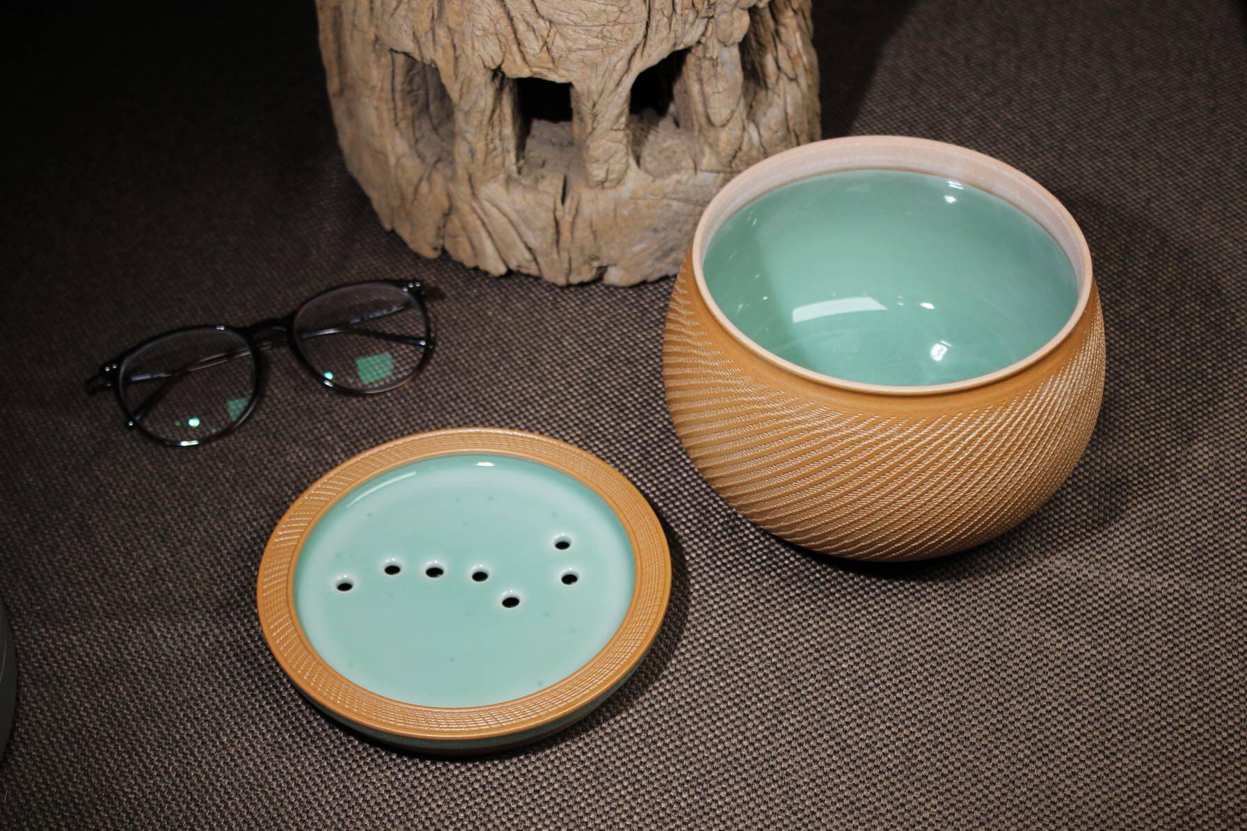 龙泉青瓷建水零配茶道功夫茶功夫盛放茶渣水盂叶正茂茶道