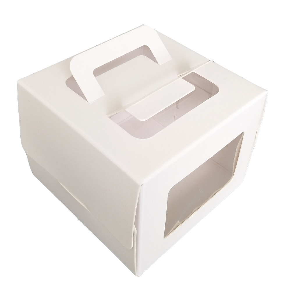 出口品质 韩国烘焙包装 4寸白色开窗手提乳酪蛋糕盒 西点盒