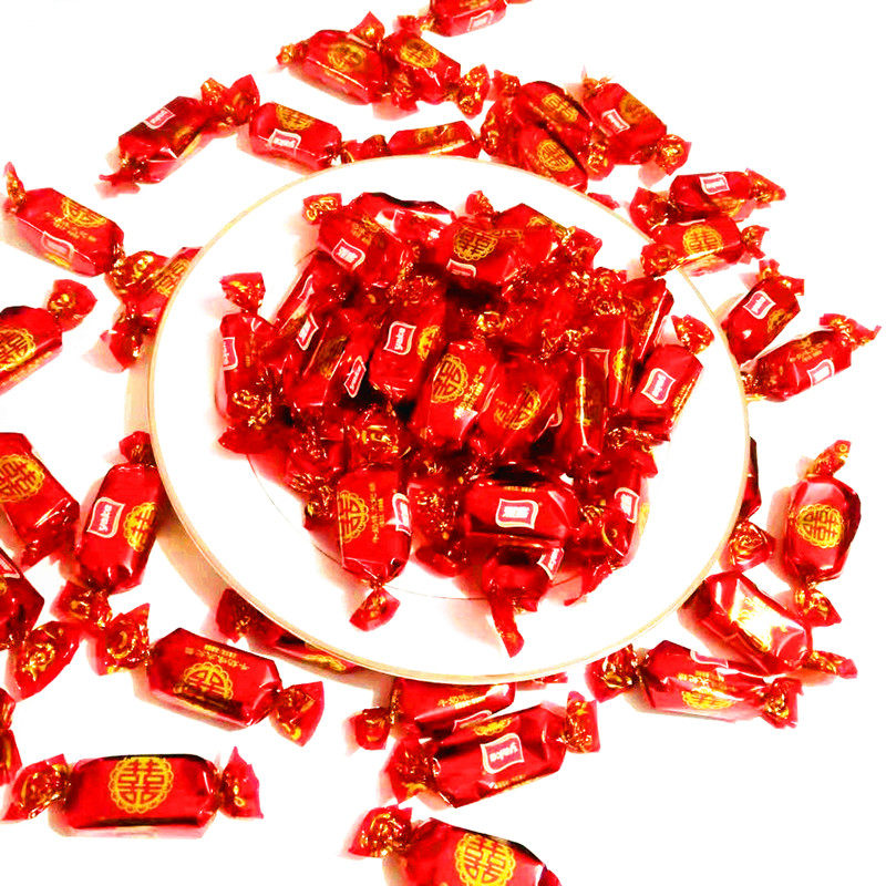 雅客龙凤喜糖牛奶太妃糖双红色喜字奶糖500g糖果