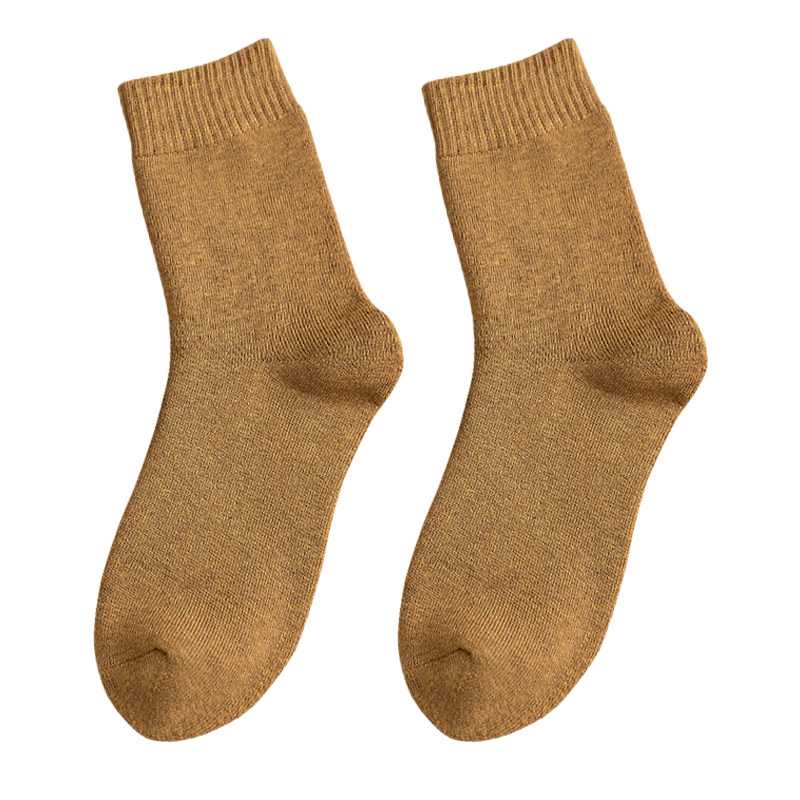 长袜汗毛黑色保暖加绒加厚毛巾袜子防臭纯棉中筒袜