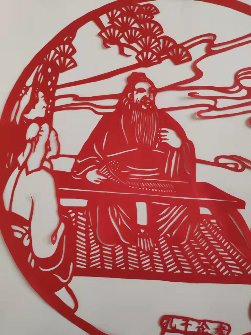 手工孔子论孝古代孝廉孝贤剪纸窗花廉政孝道喜字