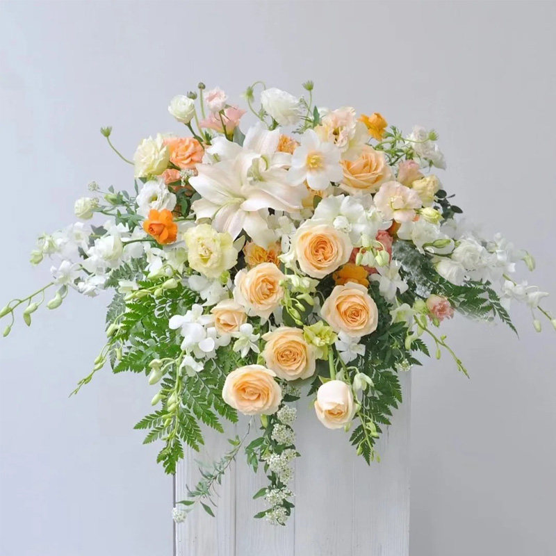 签到展会会议桌讲台胸花花篮鲜花速递铜陵市铜官义安商务用花