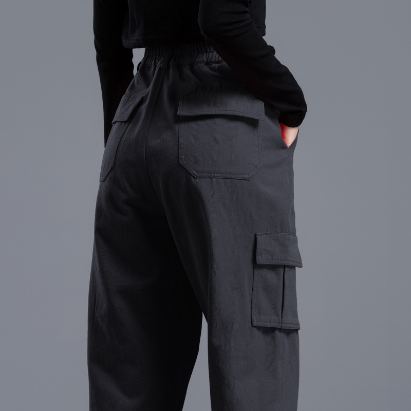 春秋季工装裤女时尚加绒裤子2022年新款运动裤小个子休闲裤哈伦裤