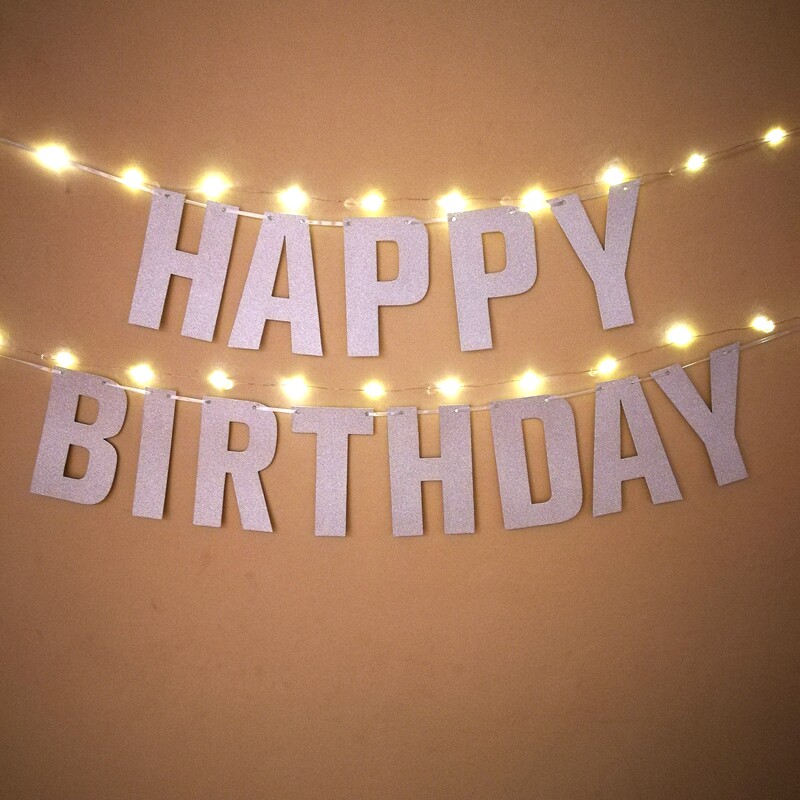 生日快乐英文字母彩旗拉花男孩装饰场景布置拉花