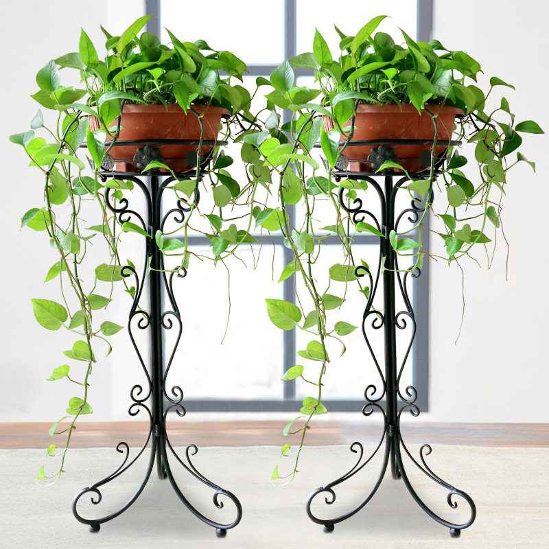 欧式绿萝花架铁艺单层阳台客厅花架子落地式室内外花架