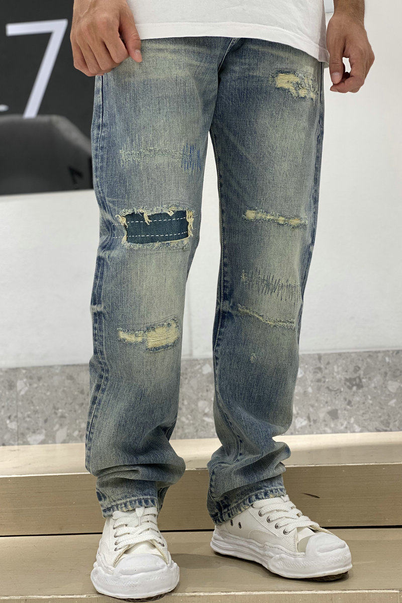 neighborhood牛王clawsavagedpbasicmidnbhd刀割刺绣牛仔裤