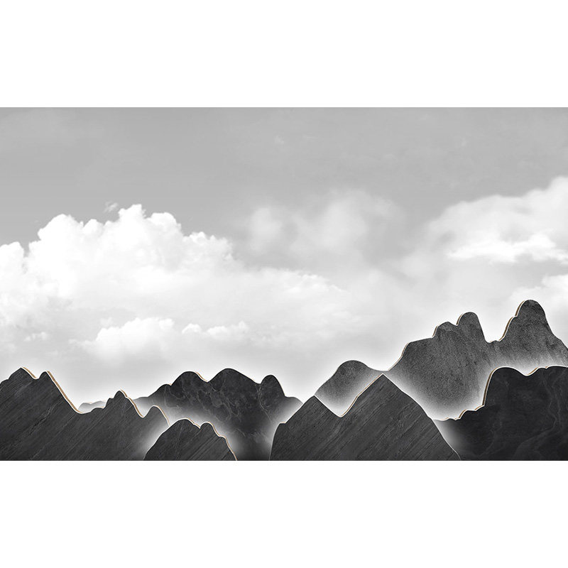 宝纳立体山大堂造景山石景观山水山形中式新中式瓷砖背景墙