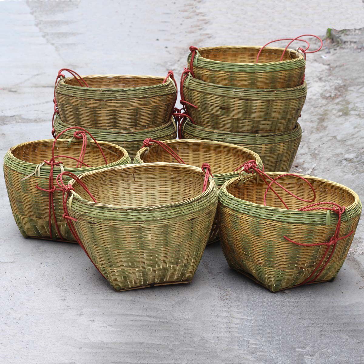 茶叶竹箩筐淘米筐演出扁担筐竹编大箩筐蔬果粮食收纳筐搬家箩筐装