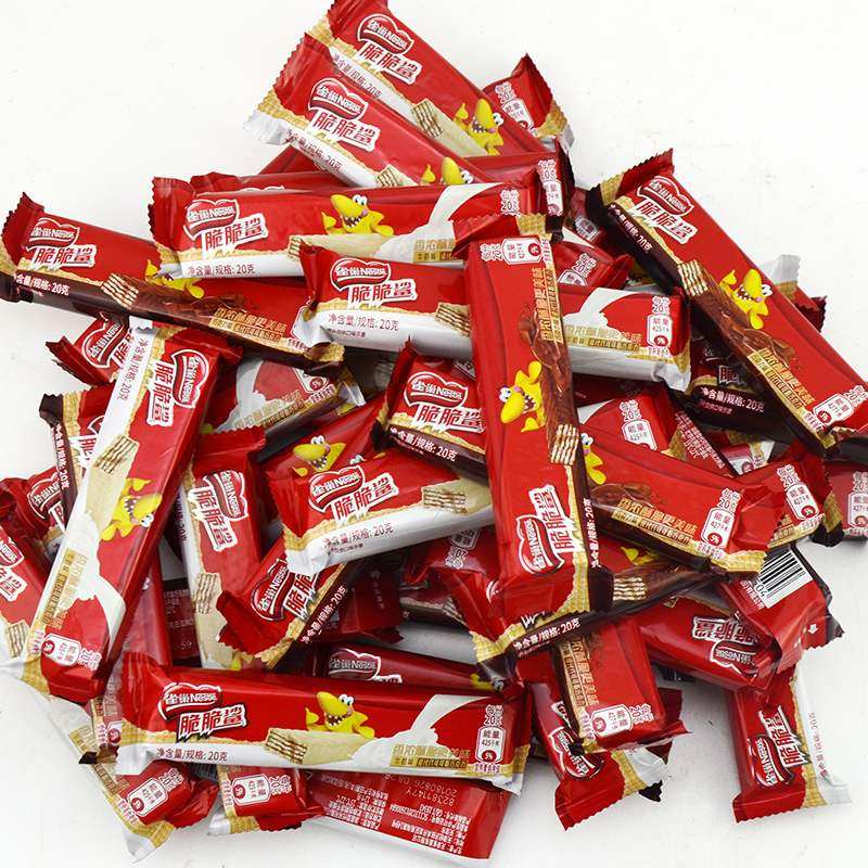 雀巢脆脆巧克力威化饼干640g整箱散装茶味牛奶威化饼干