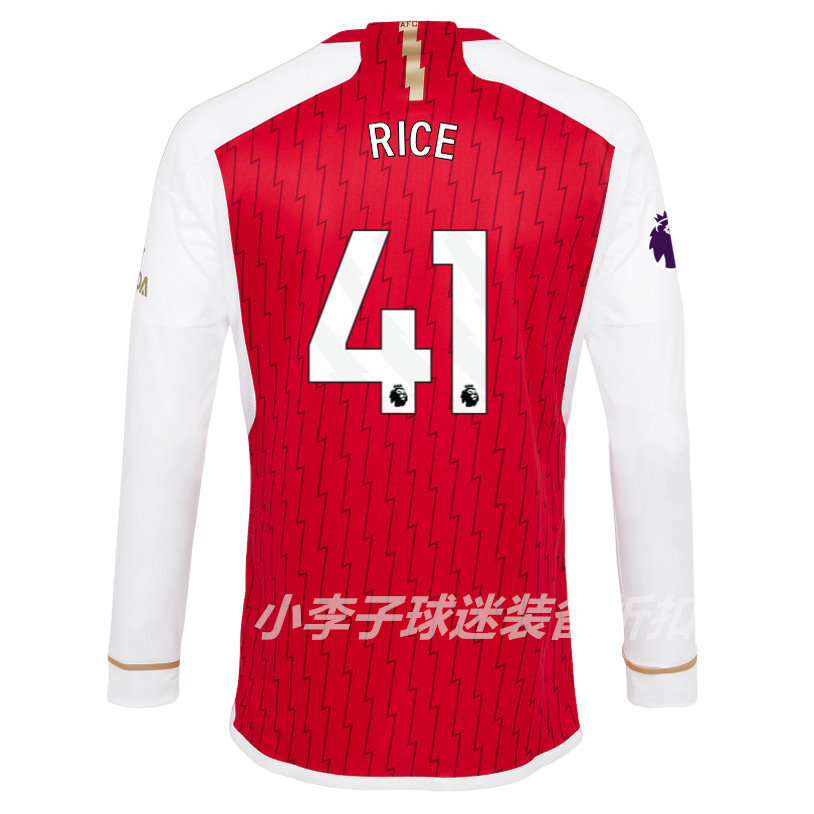 阿森纳球衣41号赖斯球迷版2324新赛季主场厄德高球员版足球服长袖