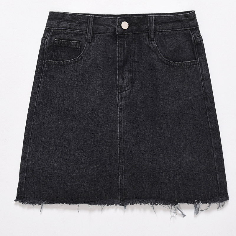 大码修身学生mm字裙走光内衬牛仔高腰半身半身裙