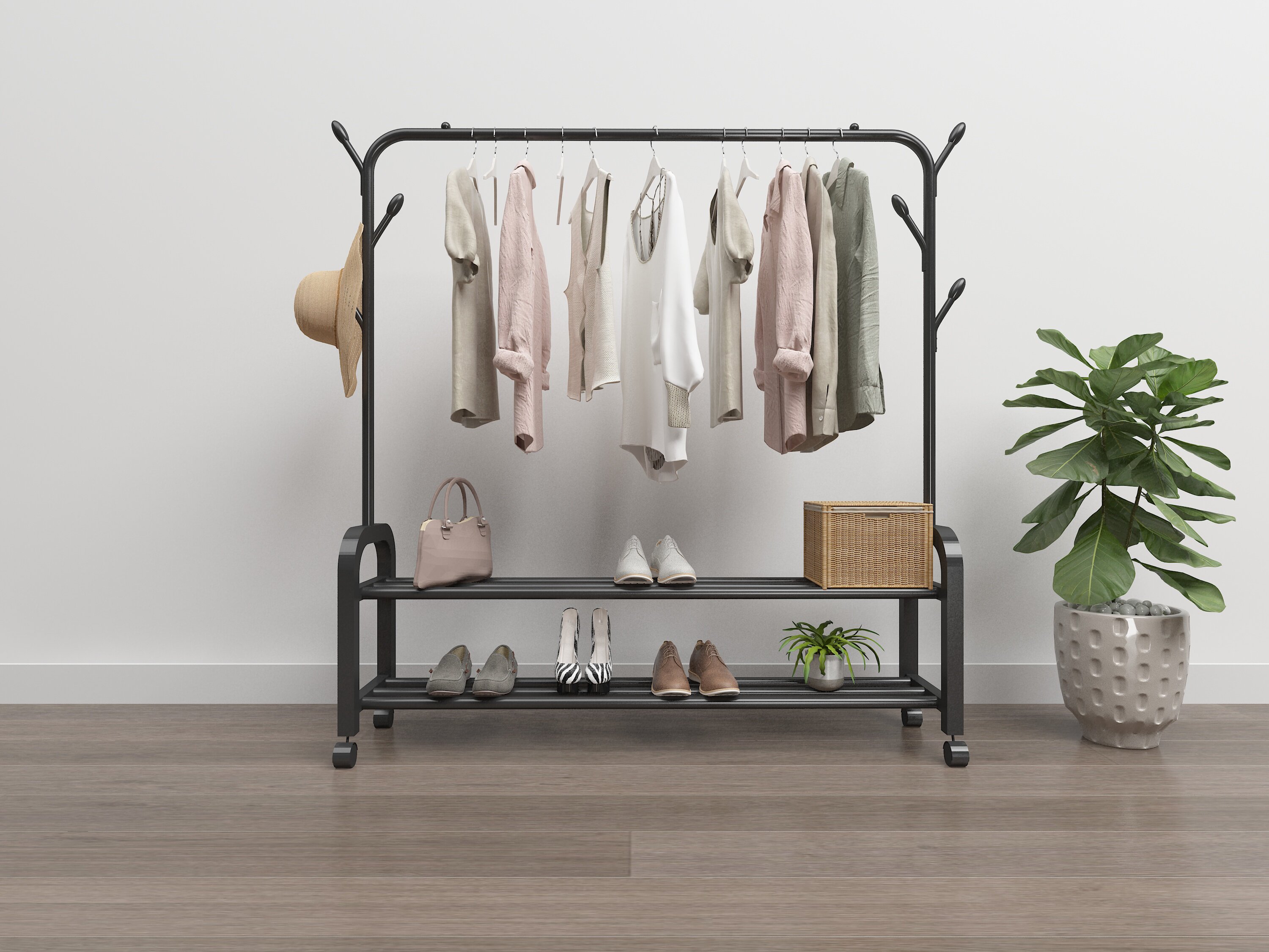 衣架家用落地简易经济型单杆式晾衣架晒衣架衣服架子衣帽架