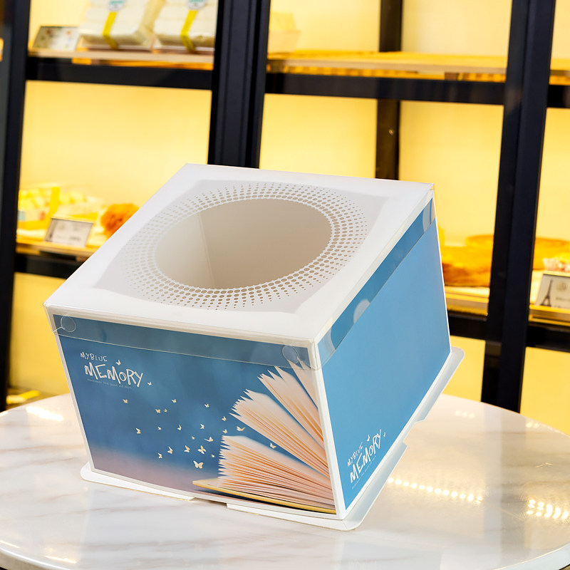 半透明生日蛋糕包装盒12寸方形手提定制logo烘焙西点点心包装盒