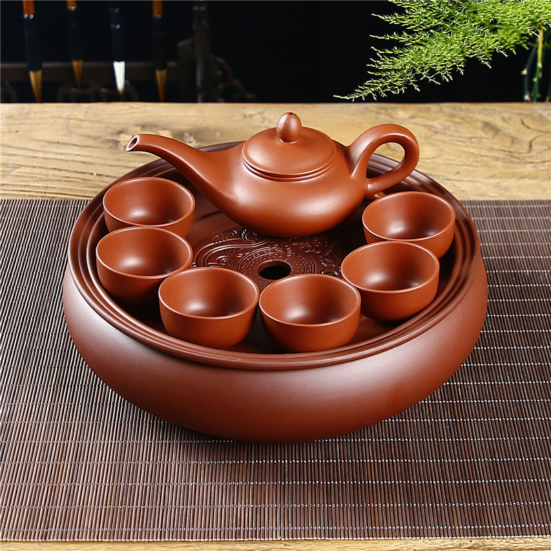 紫砂功夫茶具套装家用客厅办公小套简约泡茶茶具陶瓷茶盘茶壶茶杯
