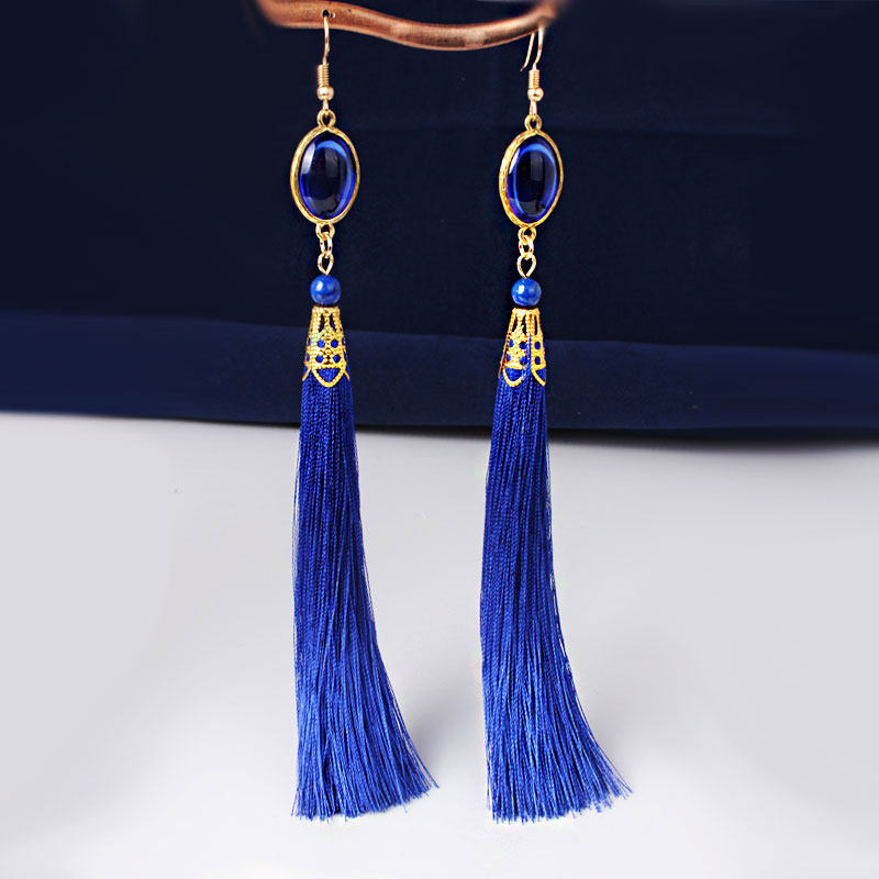 中国耳环饰品耳饰古风复古云南长款流苏国风耳环