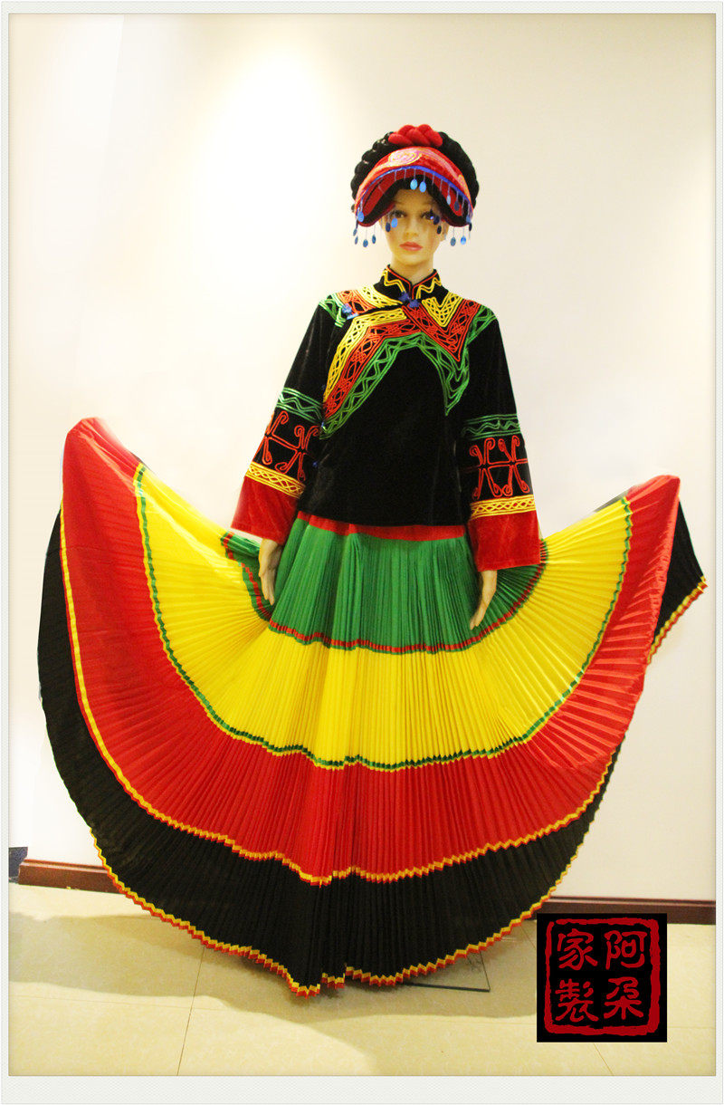 服装四川凉山彝族女装舞蹈演出服收腰民族服装