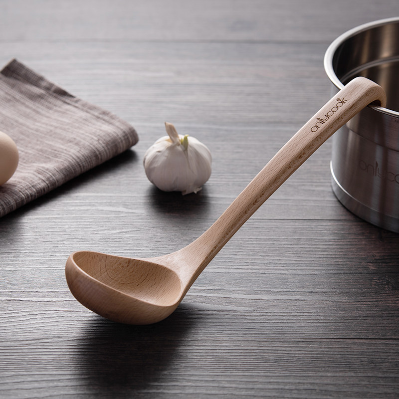 汤勺家用日式原木木质舀粥勺实木捞勺长柄木勺汤勺